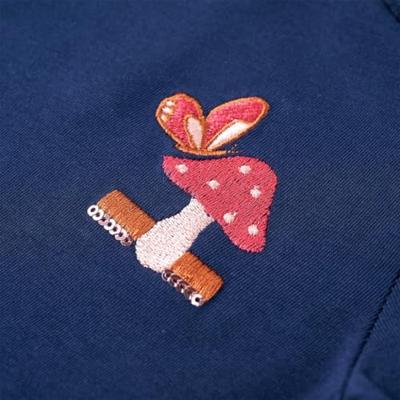 Kindershirt met lange mouwen paddenstoelenprint 116 marineblauw - thumbnail