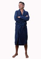 Marineblauwe badjas fleece - unisex-l/xl - thumbnail