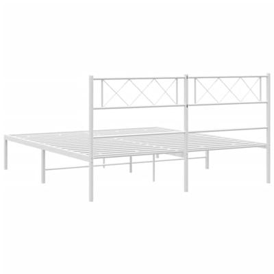 Bedframe met hoofdbord metaal wit 140x190 cm