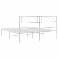 Bedframe met hoofdbord metaal wit 140x190 cm - thumbnail