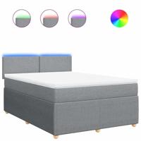 Boxspring met matras stof lichtgrijs 160x200 cm - thumbnail