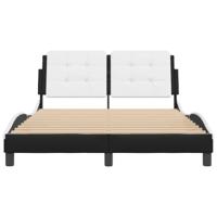 Bedframe met hoofdbord kunstleer zwart en wit 140x200 cm - thumbnail
