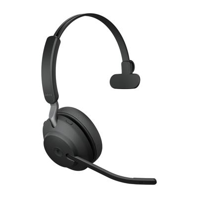 Jabra Evolve2 65 monaural On Ear headset Bluetooth Stereo Zwart Volumeregeling, Indicator voor batterijstatus, Microfoon uitschakelbaar (mute) Telefoon