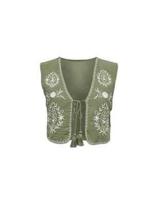 Only Onlthyra Sl Emb Vest Wvn Vest Kalamata Cloud Dancer Emb