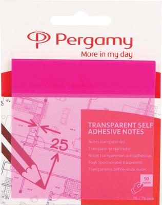 Pergamy transparante notes, ft 76 x 76 mm, 50 vel, roze Pergamy transparante notes, ft 76 x 76 mm, 50 vel, roze
