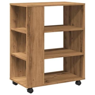 Rolkast 60x35x75 cm bewerkt hout artisanaal eikenkleurig