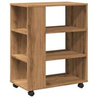 Rolkast 60x35x75 cm bewerkt hout artisanaal eikenkleurig - thumbnail