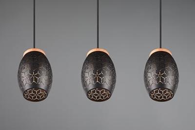 Trio Zwart goude hanglampBidar 3-lichts - R31573080