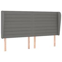 Hoofdbord met randen 183x23x118/128 cm stof donkergrijs - thumbnail