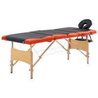 vidaXL Massagetafel inklapbaar 4 zones hout zwart en oranje - thumbnail