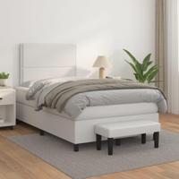 Boxspring met matras kunstleer wit 120x200 cm - thumbnail