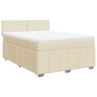 Boxspring met matras stof crèmekleurig 160x200 cm - thumbnail