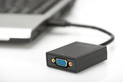 Digitus DA-70840 USB 3.0 VGA Zwart kabeladapter/verloopstukje Digitus DA-70840 USB 3.0 VGA Zwart kabeladapter/verloopstukje