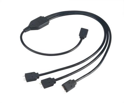 Akasa 3-Pin Addressable RGB LED Splitter and Extension Cable | 1-to-3 aRGB LED Splitter | 3-Pin Connector | 1 Female to 3 Male | 50cm | AK-CBLD07-50BK