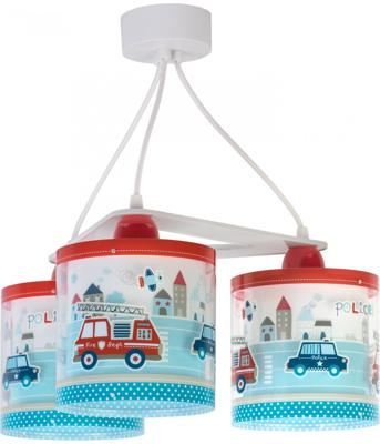 Dalber Kinderkamer hanglampPolice 3-lichts rood met blauw - 60614