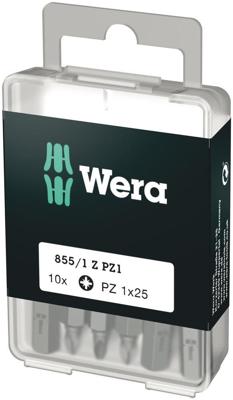 Wera 05072403001 855/1 Z DIY SiS Kruis-bit Aandrijving: 1/4 (6,3 mm) Uitvoering: Kruiskop Pozidriv PZ 1 25 mm
