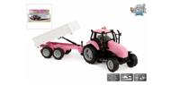 Kids Globe die-cast tactor met aanhanger - roze - thumbnail