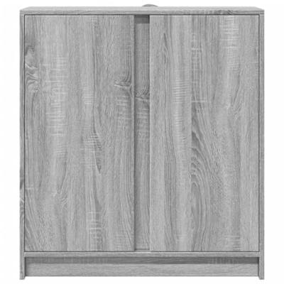 Dressoir met LED 77x34x85 cm bewerkt hout grijs sonoma eiken