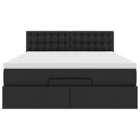 Ottoman bed met matras 140x200cm kunstleer zwart - thumbnail