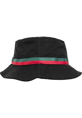 Flexfit FX5003S Stripe Bucket Hat - Black/Fire Red/Green - One Size
