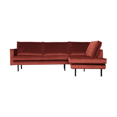 WOOOD Rodeo hoekbank rechts velvet Kastanjebruin