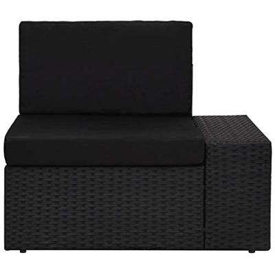 Hoekbank met linkerarmleuning sectioneel poly rattan zwart - thumbnail