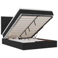 Ottoman bed met matras 140x200cm stof zwart - thumbnail