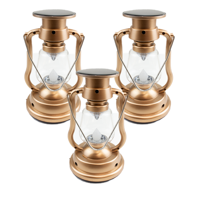 Solar storm windlicht oil op zonne energie kleur brons set van 3 stuks