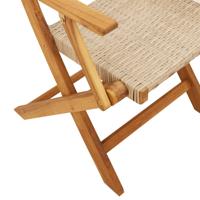 Tuinstoelen 4 st inklapbaar poly rattan en massief hout beige - thumbnail