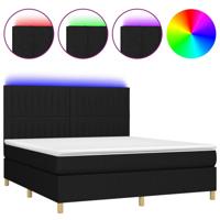 Boxspring met matras en LED stof zwart 180x200 cm - thumbnail