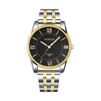 YAZOLE 348 mannen Fashion Business stalen band Band Quartz Wrist Watch lichtgevende punten (zwart) - thumbnail