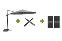 Grote Zweefparasol Virgo Antraciet 3,5M met Kruisvoet en Parasolvoettegels - thumbnail