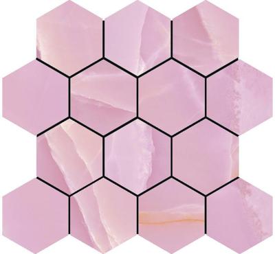 Onyx Rose polished mozaiek hexagon op net van 29x27cm Onyx Rose polished mozaiek hexagon op net van 29x27cm