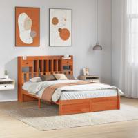 Boekenkast Bedframe met hoofdeinde 2 pcs Wasbruin 200 x 160 cm - thumbnail