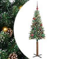 VidaXL Slanke kerstboom groen 150 cm pvc en massief dennenhout - thumbnail
