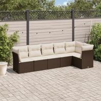6-delige Loungeset met kussens poly rattan bruin - thumbnail