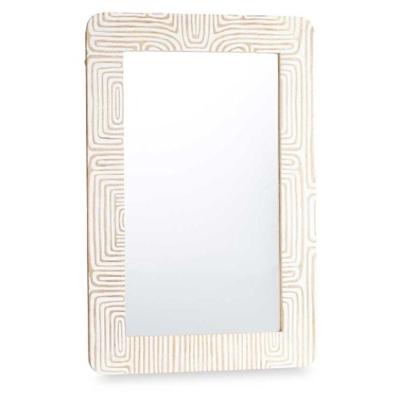 Wandspiegel Gift Decor Wit Bruin 90 x 60 x 2 cm Rechthoekig