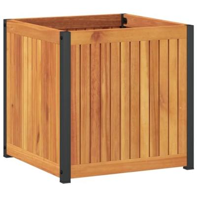 Plantenbak 45x45x44 cm massief acaciahout en staal