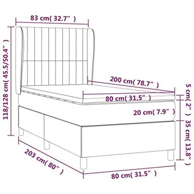 Boxspring met matras stof blauw 80x200 cm
