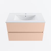 MONDIAZ VICA 80cm badmeubel onderkast Rosee 2 lades. Wastafel DENIA midden 1 kraangat, kleur Glanzend Wit. - thumbnail