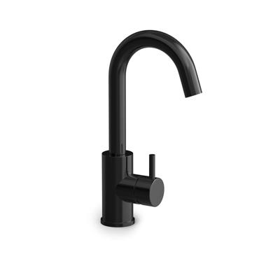 Wastafelmengkraan Hotbath Cobber 1-hendel Gebogen 27.8 cm Gepolijst Zwart PVD