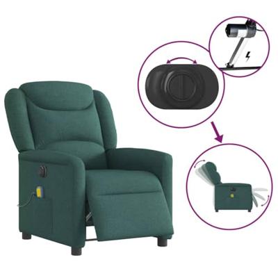 Massagestoel elektrisch verstelbaar stof donkergroen