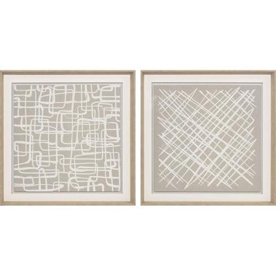 Schilderij Home ESPRIT Wit Beige Abstract Stads 80 x 5 x 80 cm (2 Stuks)