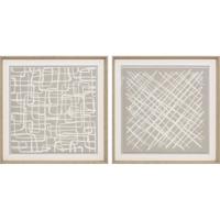 Schilderij Home ESPRIT Wit Beige Abstract Stads 80 x 5 x 80 cm (2 Stuks) - thumbnail