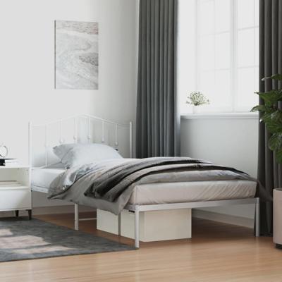 Bedframe met hoofdbord metaal wit 107x203 cm Bedframe met hoofdbord metaal wit 107x203 cm
