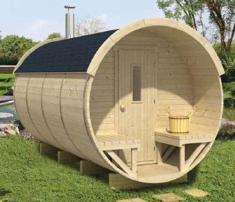Tuindeco Barrelsauna Ø215x400 cm vuren blank- Boogdak- Onbehandeld vurenhout- Tuindeco