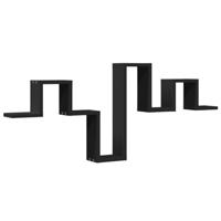 Wandschap 104,5x10x43 cm bewerkt hout zwart - thumbnail