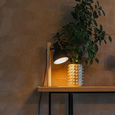 QAZQA Landelijke tafellamp zwart met hout - Flint