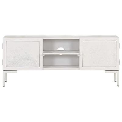 Tv-meubel 115x30x46 cm massief mangohout wit