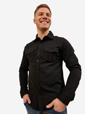 Indigo Denim - Heren Overhemd - Zwart - Regular Fit - Italianstyle